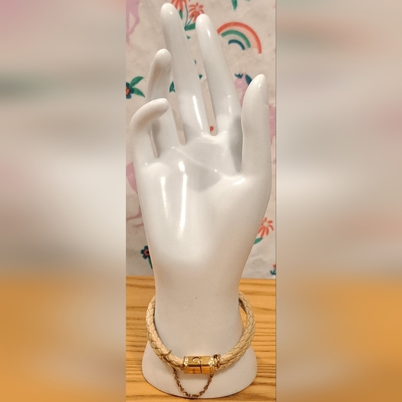 Vintage Folli Follie Rose Gold Sterling Plate & Leather Boho Bracelet Jewelery - Picture 3 of 6